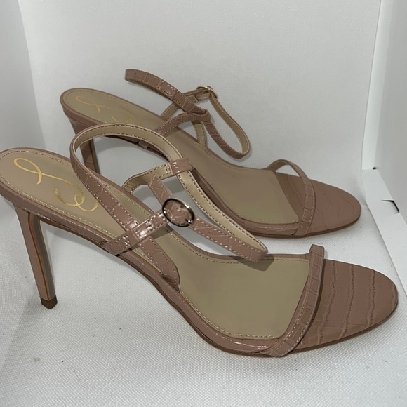 Sam Edelman Doran Maple croc embossed print leather heels sandals nude Sz‎ 10 M - Picture 9 of 14